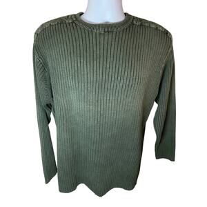 Plank Ribbed Cotton Knit Sweater – Green – 100% Cotton – Size XL